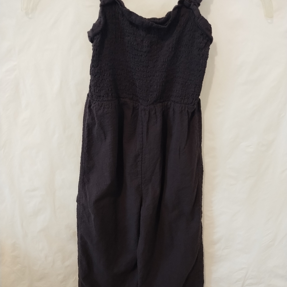 H&M SOLID CASUAL RUFFLE SLEEVE ROUCHED TUBE SMOCKED WIDE LEG ROMPER/JUMPSUIT SZ6